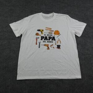 El Mejor PAPÁ Del Mundo Shirt Mens XL White Crew Neck Cotton Graphic Tee